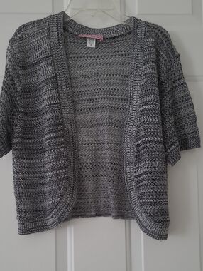 Short Open-Front Knit Cardigan - Grey